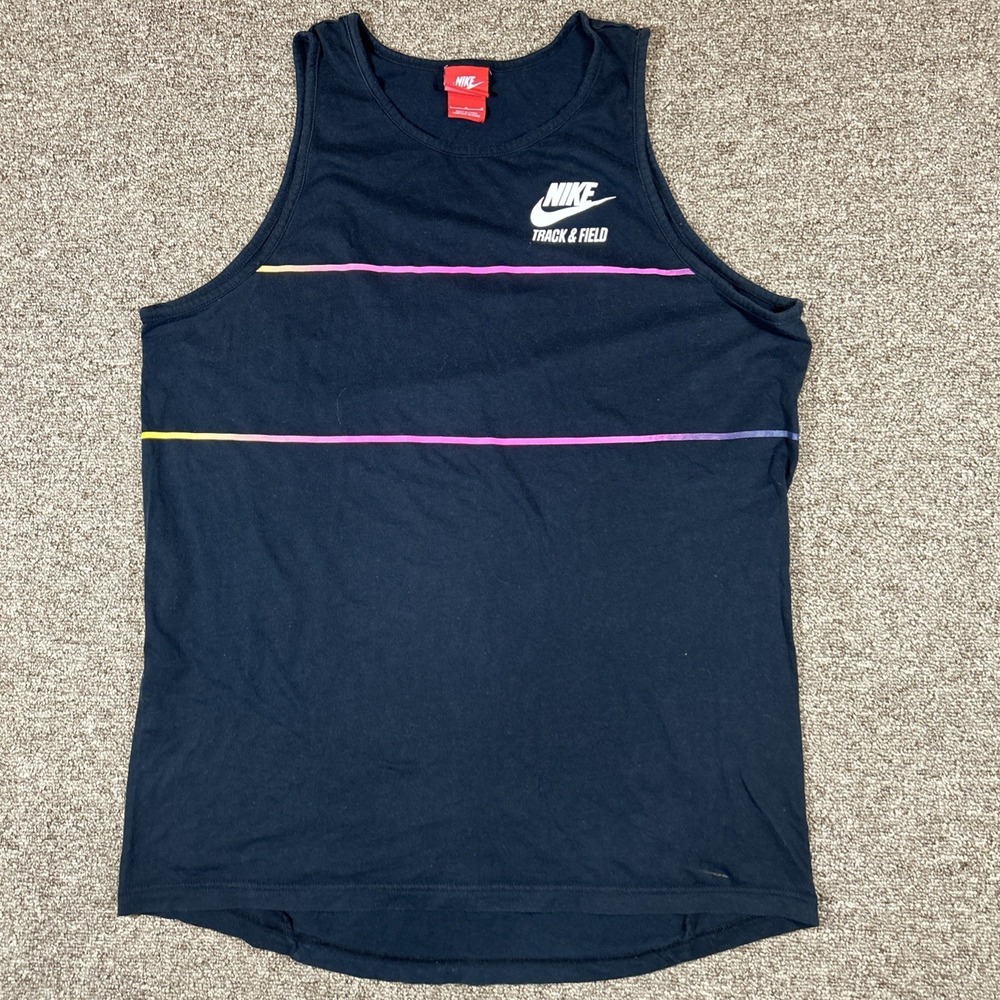 Nike Men's RARE RED Tag Track & Field Sleeveless Tank Black Pink L Drop Tail Hem